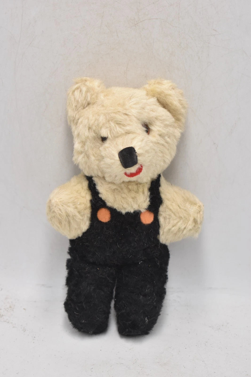 Vintage 1960s Shanghai Doll Factory Wool Teddy Bear Plush Dungarees 20cm