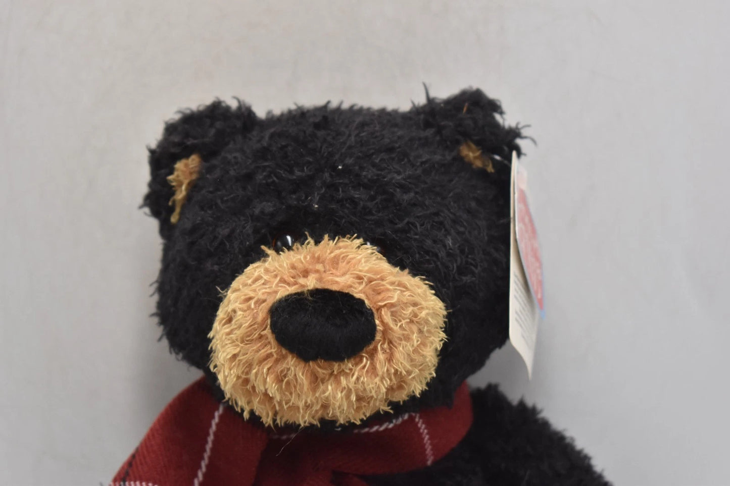 Gund Kimble Black and Brown Teddy Bear Wearing A Tartan Scarf 27cm Plush Toy