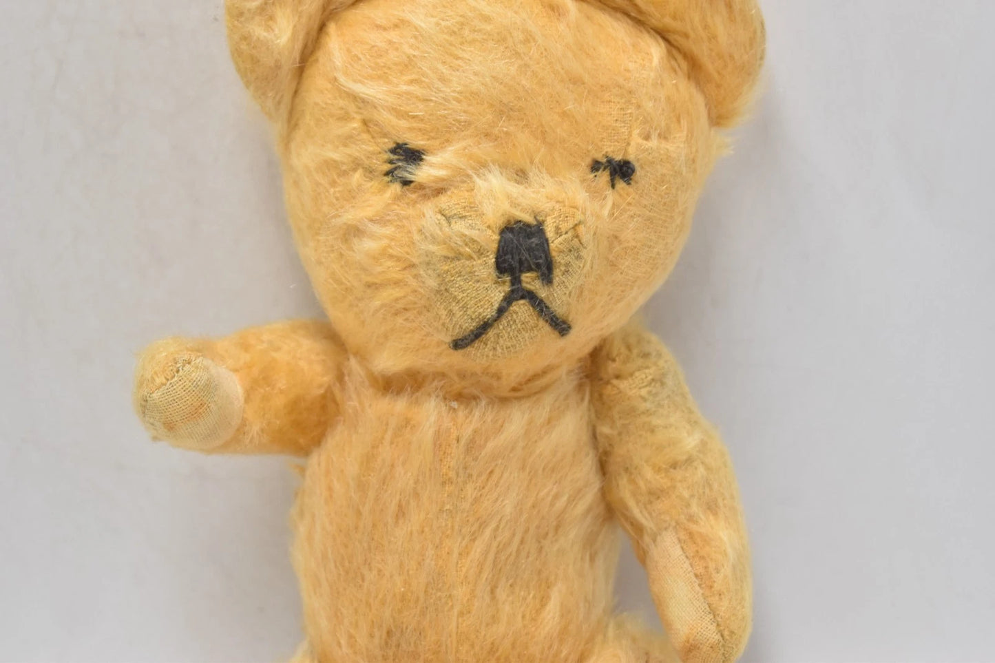 Vintage 1940s English Mohair Teddy Bear 28cm Fully Jointed Golden Antique