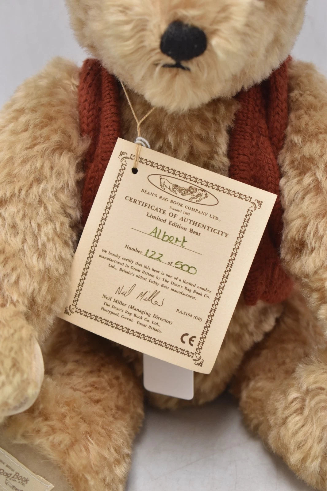 Deans Rag Book Co Albert Teddy Bear Limited Edition 122/500 Fully Jointed 34cm