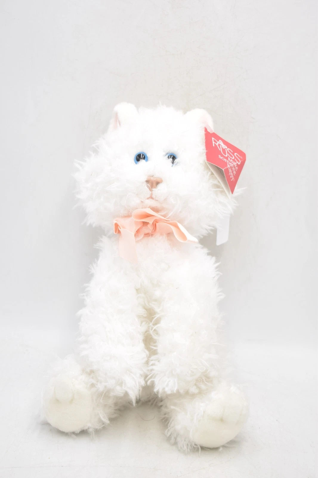 Russ Berrie Fuffi White Cat Teddy Bear – Retired Tagged Plush Soft Toy