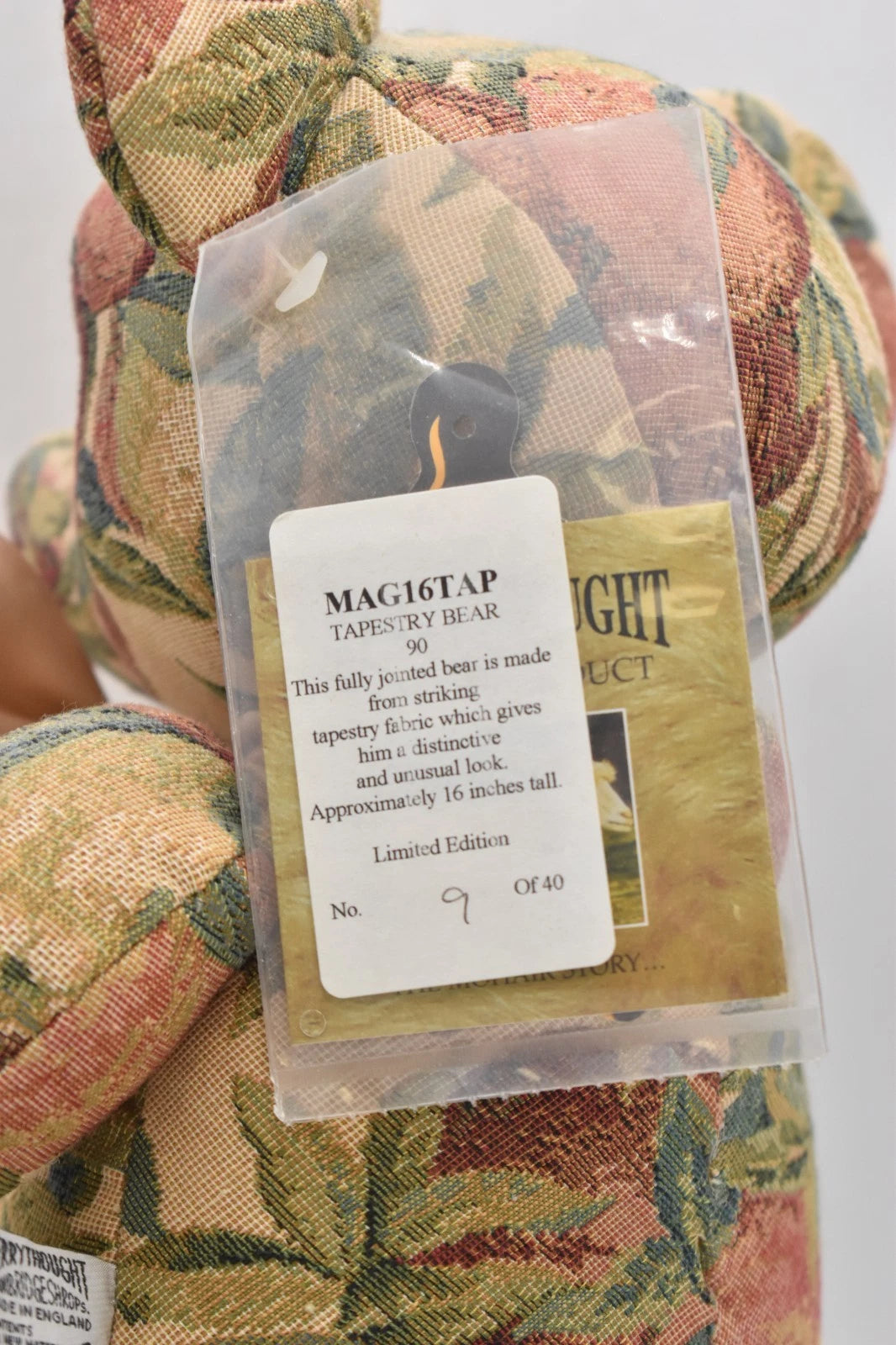 Merrythought Tapestry Teddy Bear – Limited Edition 9/40, Tagged, Retired 40cm
