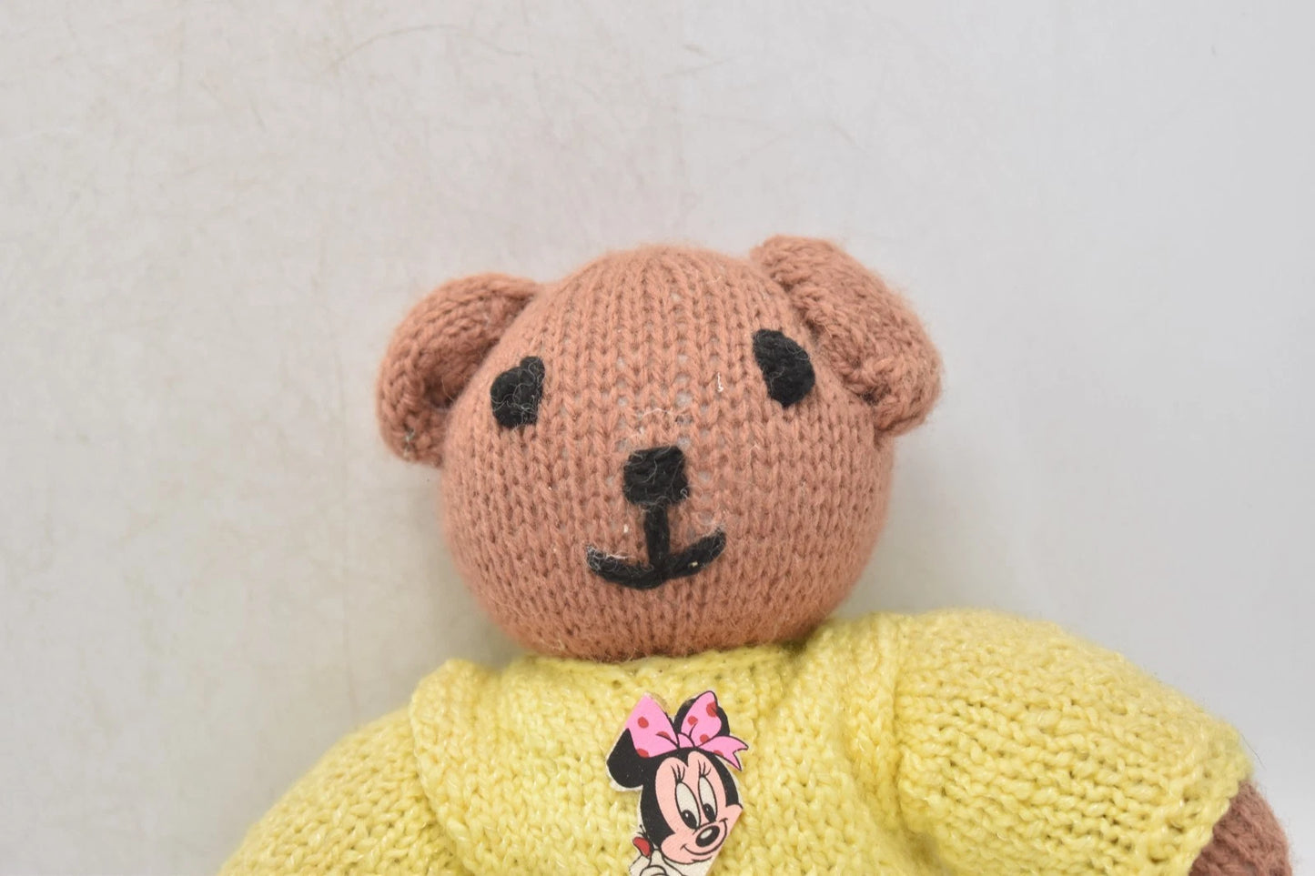 Vintage 1970s Handmade Knitted Teddy Bear 20cm