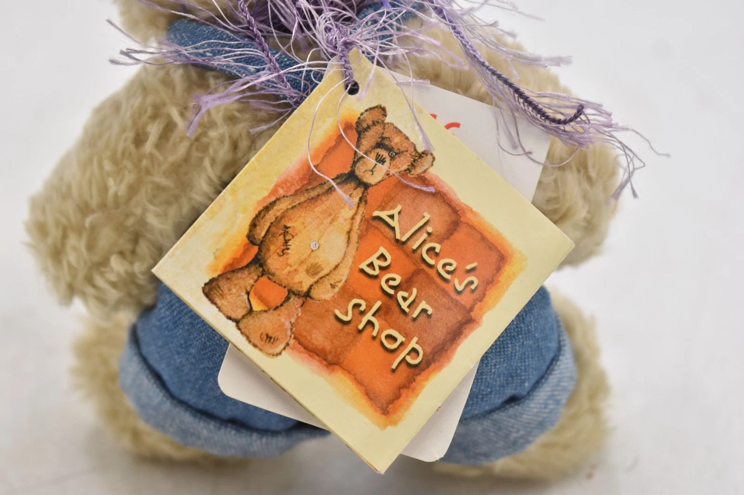 Russ Berrie Soft Plush Teddy Bear in Denim Overalls – Alice’s Bear Shop Tagged