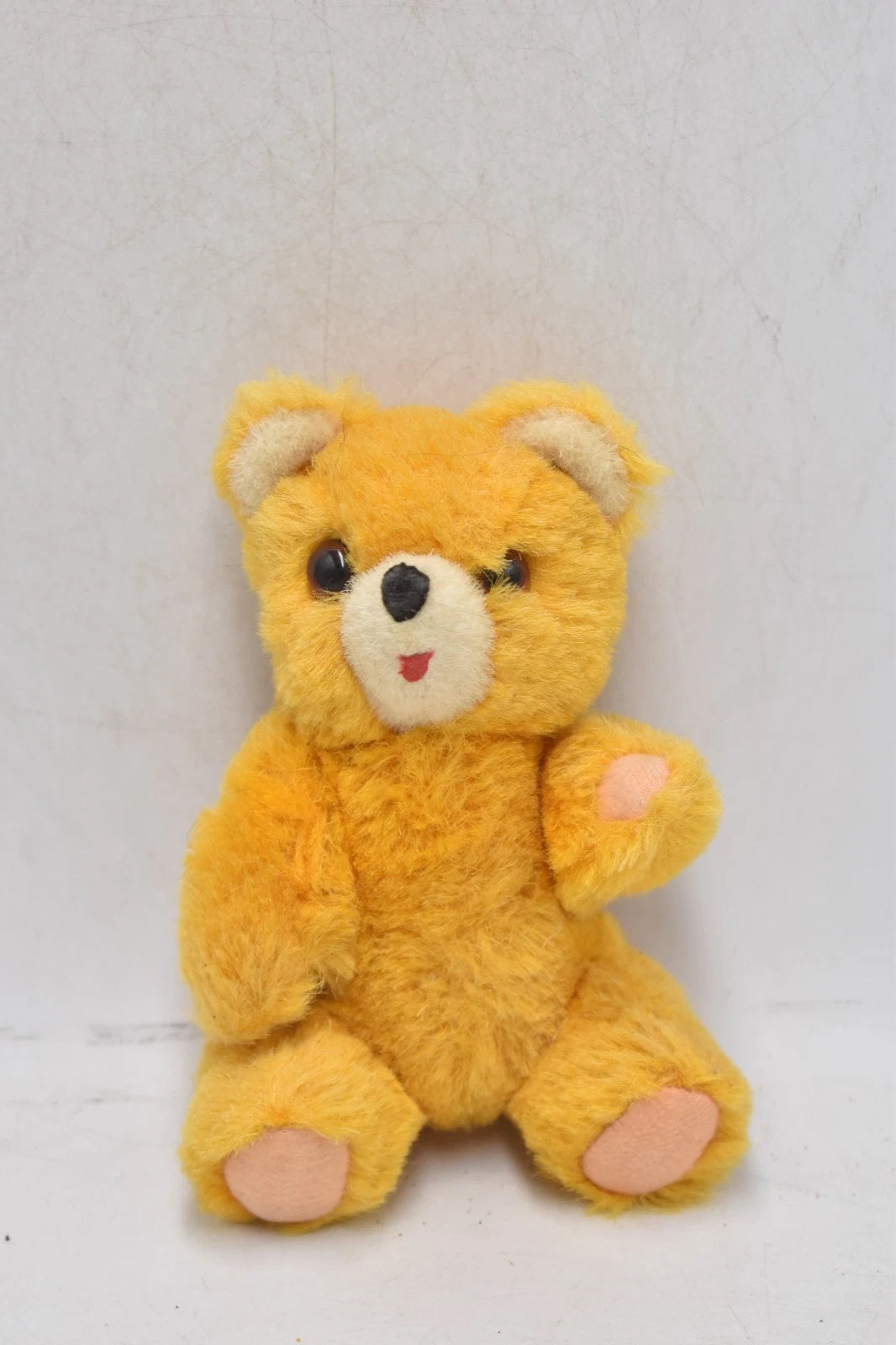 Vintage 1960s Shanghai Doll Factory Yellow Wool Plush Teddy Bear with Tongue