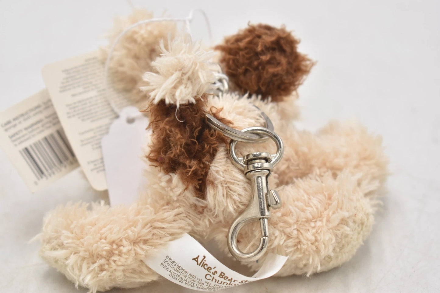 Alice’s Bear Shop Chunky Plush Stuffed Toy Teddy Dog Keyring 10cm
