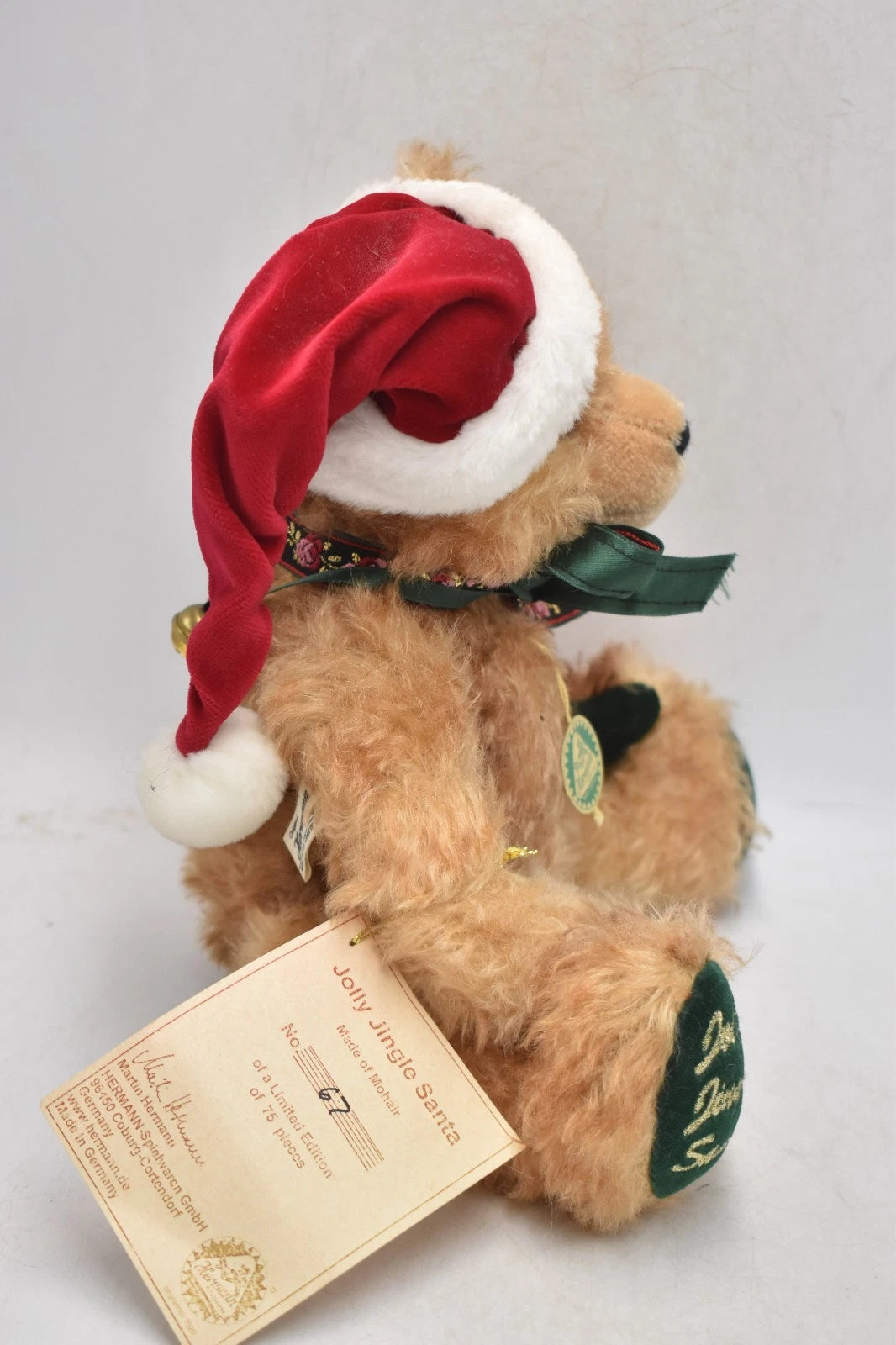 Hermann Teddy Jolly Jingle Santa Limited Edition Mohair Bear 30cm