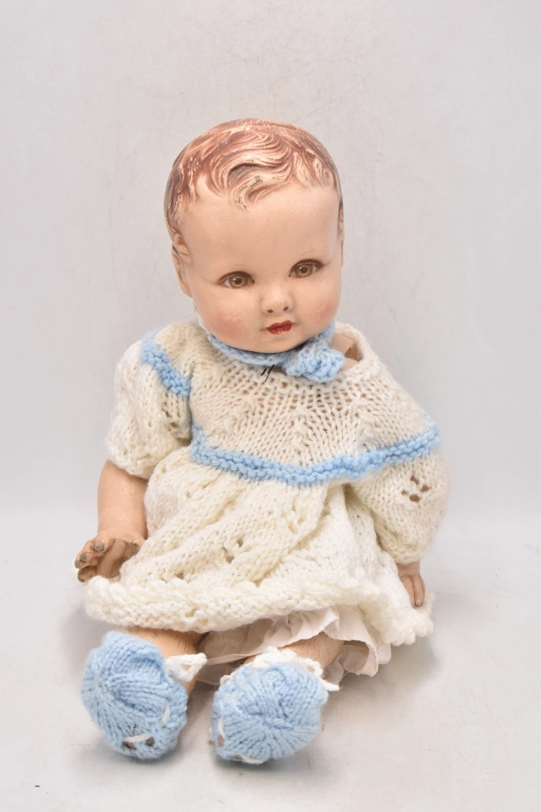 Antique Dean’s Rag Book Composition Doll – DRB Marked, 38cm