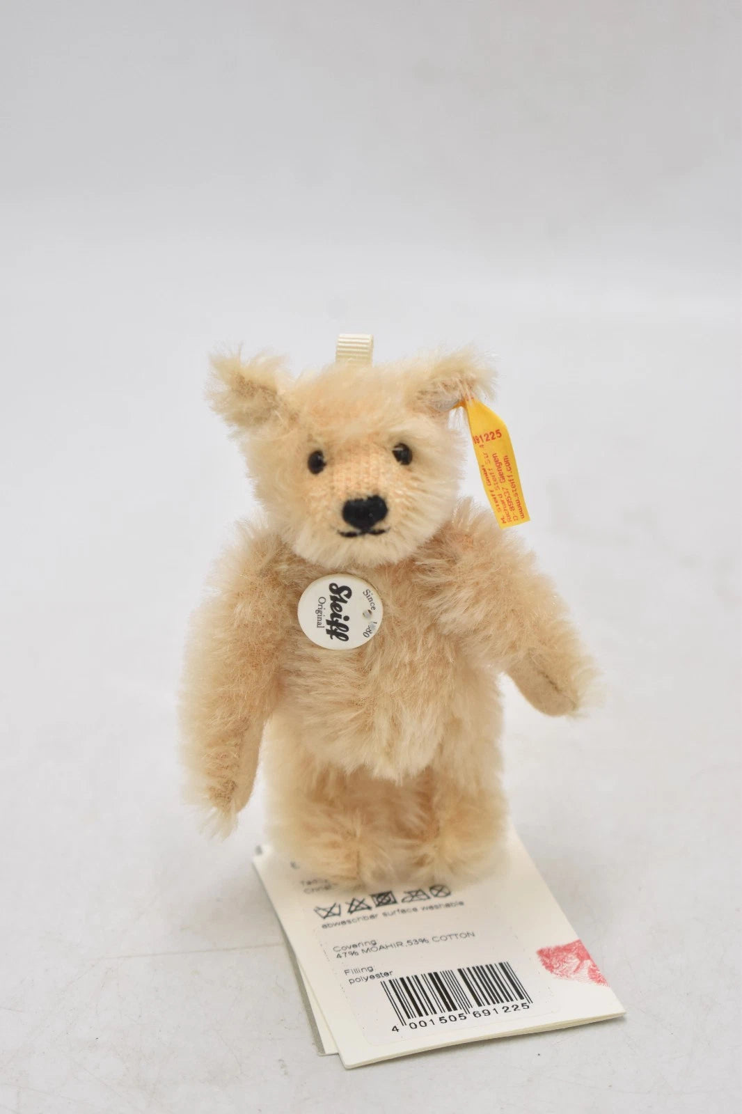 Steiff 691225 Blonde Mohair Teddy Bear Jointed, Tagged 10cm