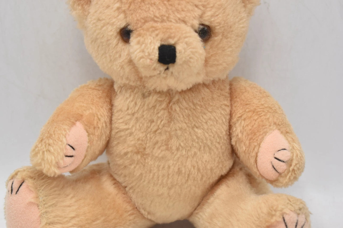 Vintage 1960s Shanghai Doll Factory Cream Wool Plush Teddy Bear Fully Jointed 26