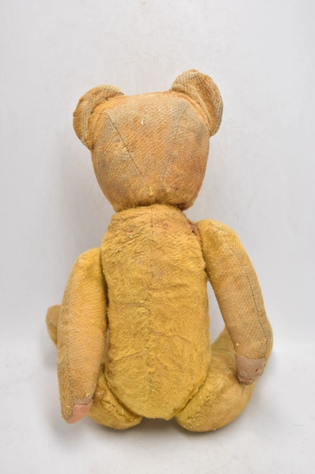 Vintage 1920s Golden Mohair Teddy Bear Glass Eyes Wood Wool Stuffed 38cm Antique