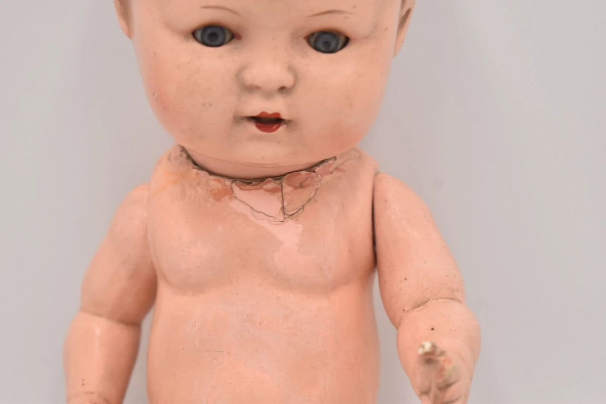 Antique Vintage German Composition Baby Doll Sleepy Blinking Eyes 32cm Hand Made