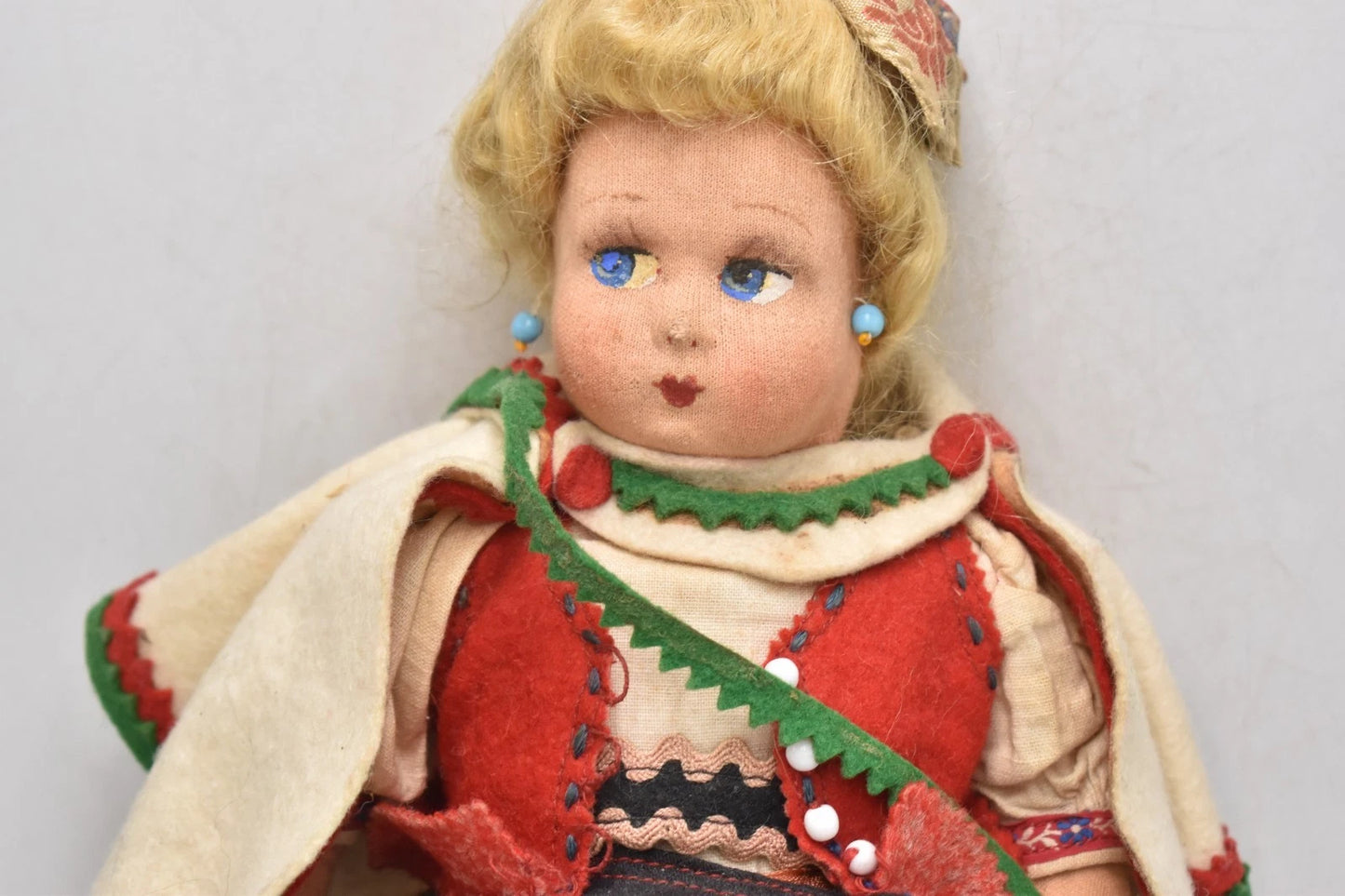 Vintage 1930s Felt Doll in Native Outfit – 36cm