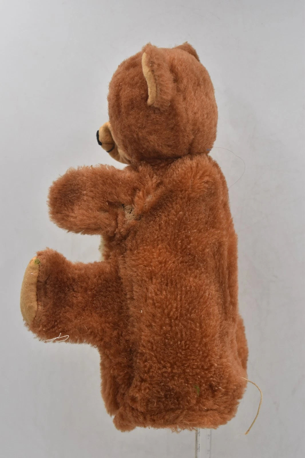 Vintage 1960s English Brown Mohair Teddy Bear Hand Puppet 20cm Glass Eyes