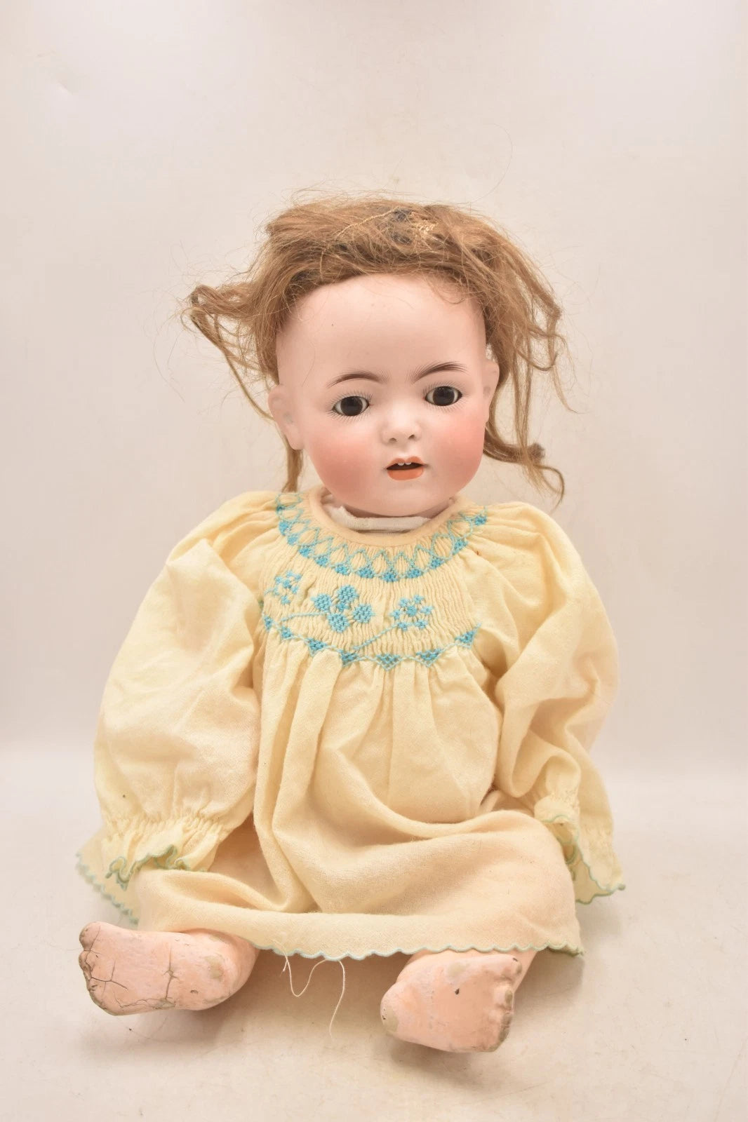Antique German Bisque Head Baby Doll Franz Schmidt 1295 Sleepy Eyes 42cm