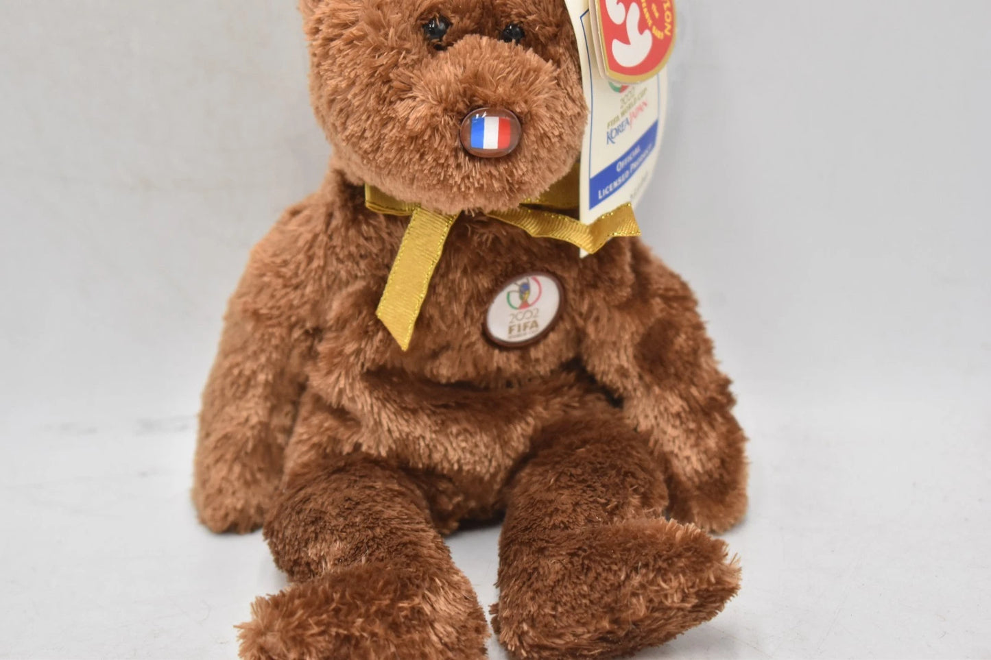 TY Beanie Baby 2002 FIFA World Cup Teddy Bear Champion France Tagged Retired