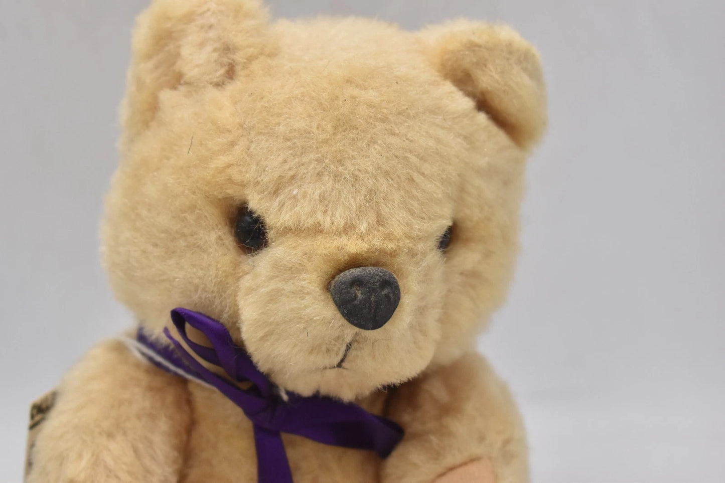 Vintage 1960s Pure Wool Plush Teddy Bear Fully Jointed Rubber Nose 24cm