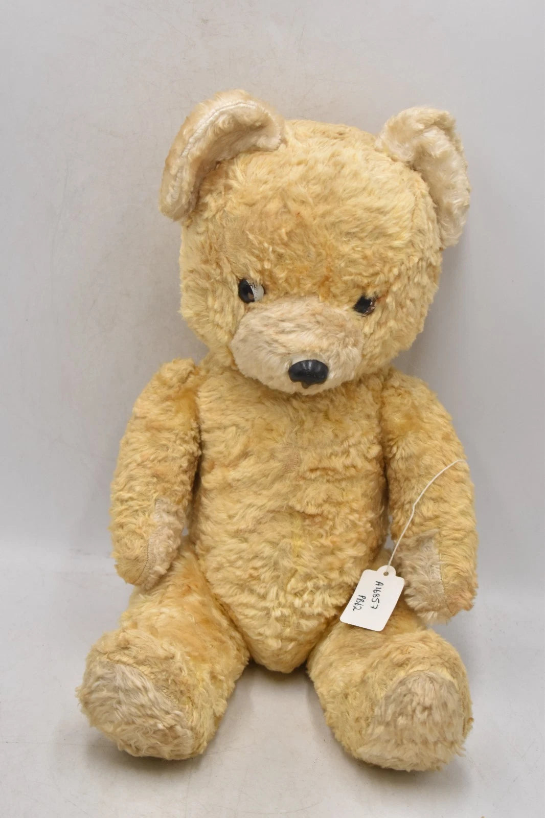 Vintage 1960s Japanese Silk Plush Teddy Bear Fully Jointed Working Squeaker 44cm