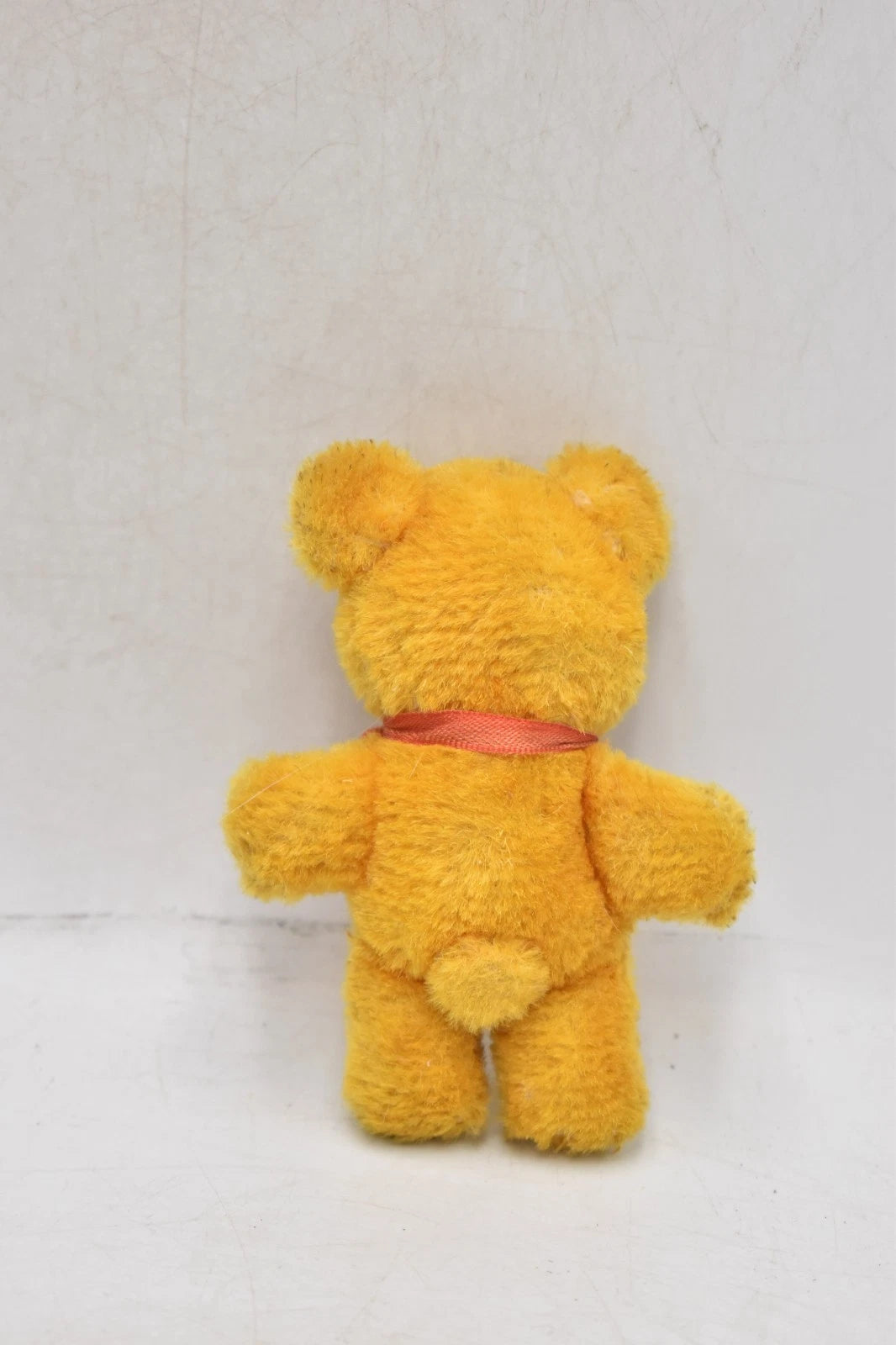 Vintage 1960s Shanghai Doll Factory Wool Plush Yellow Teddy Bear 10cm