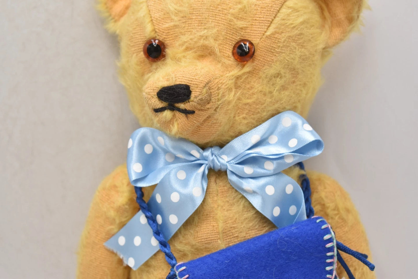 Vintage 1930s English Mohair Teddy Bear Golden 5-Way Jointed Glass Eyes 38cm