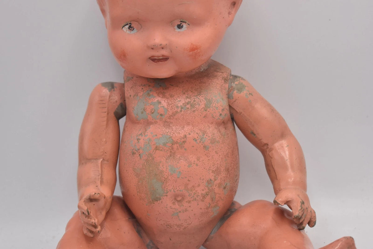 Vintage 1920s 1930s Composition Doll Marked JP Hand Painted 35cm Collectable