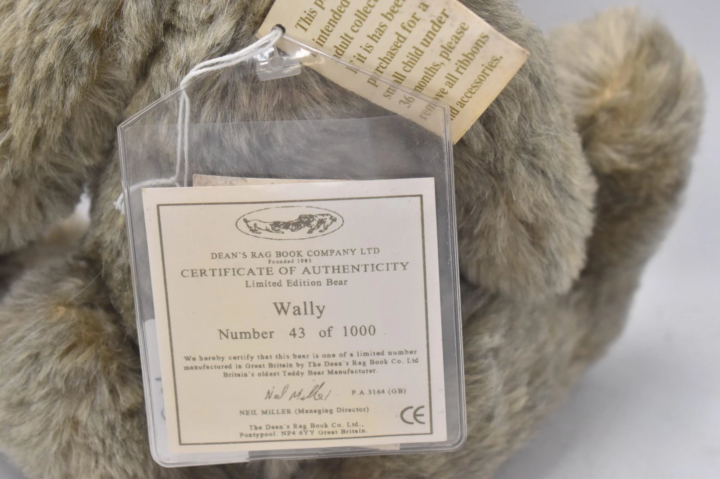 Dean’s Rag Book Co Wally Teddy Bear Limited Edition Mohair Fully Jointed Tagged