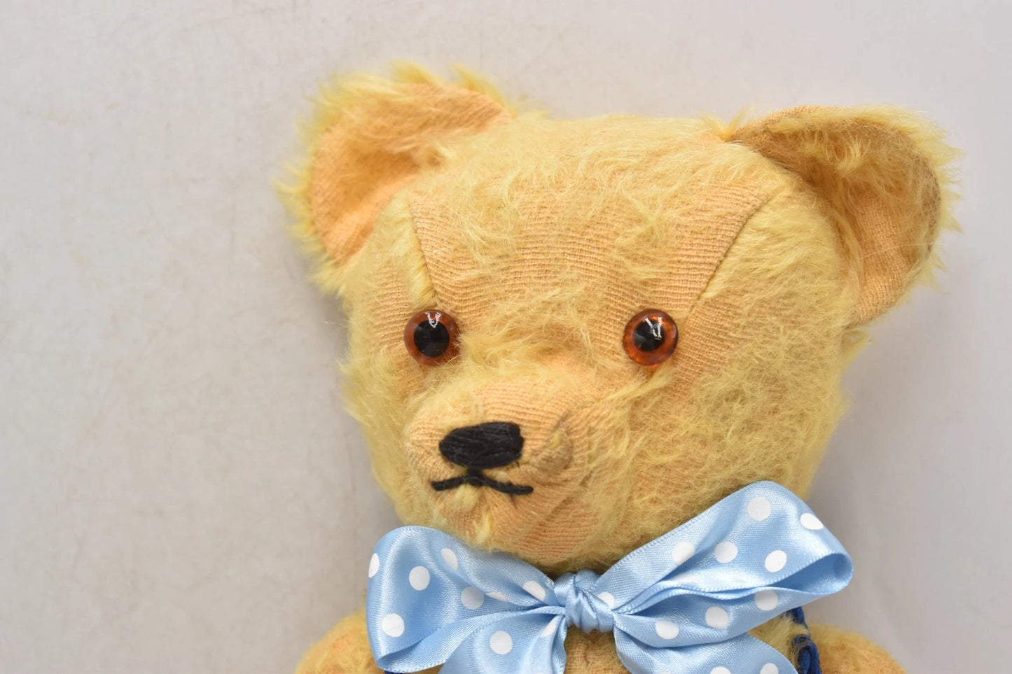 Vintage 1930s English Mohair Teddy Bear Golden 5-Way Jointed Glass Eyes 38cm
