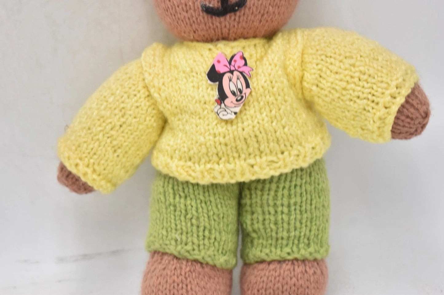Vintage 1970s Handmade Knitted Teddy Bear 20cm