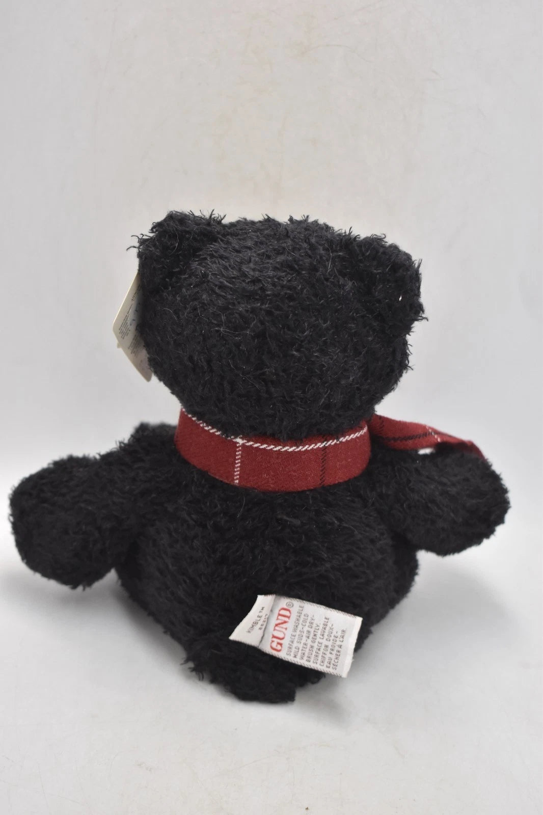 Gund Kimble Black and Brown Teddy Bear Wearing A Tartan Scarf 27cm Plush Toy