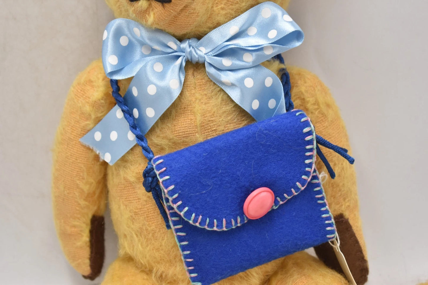 Vintage 1930s English Mohair Teddy Bear Golden 5-Way Jointed Glass Eyes 38cm