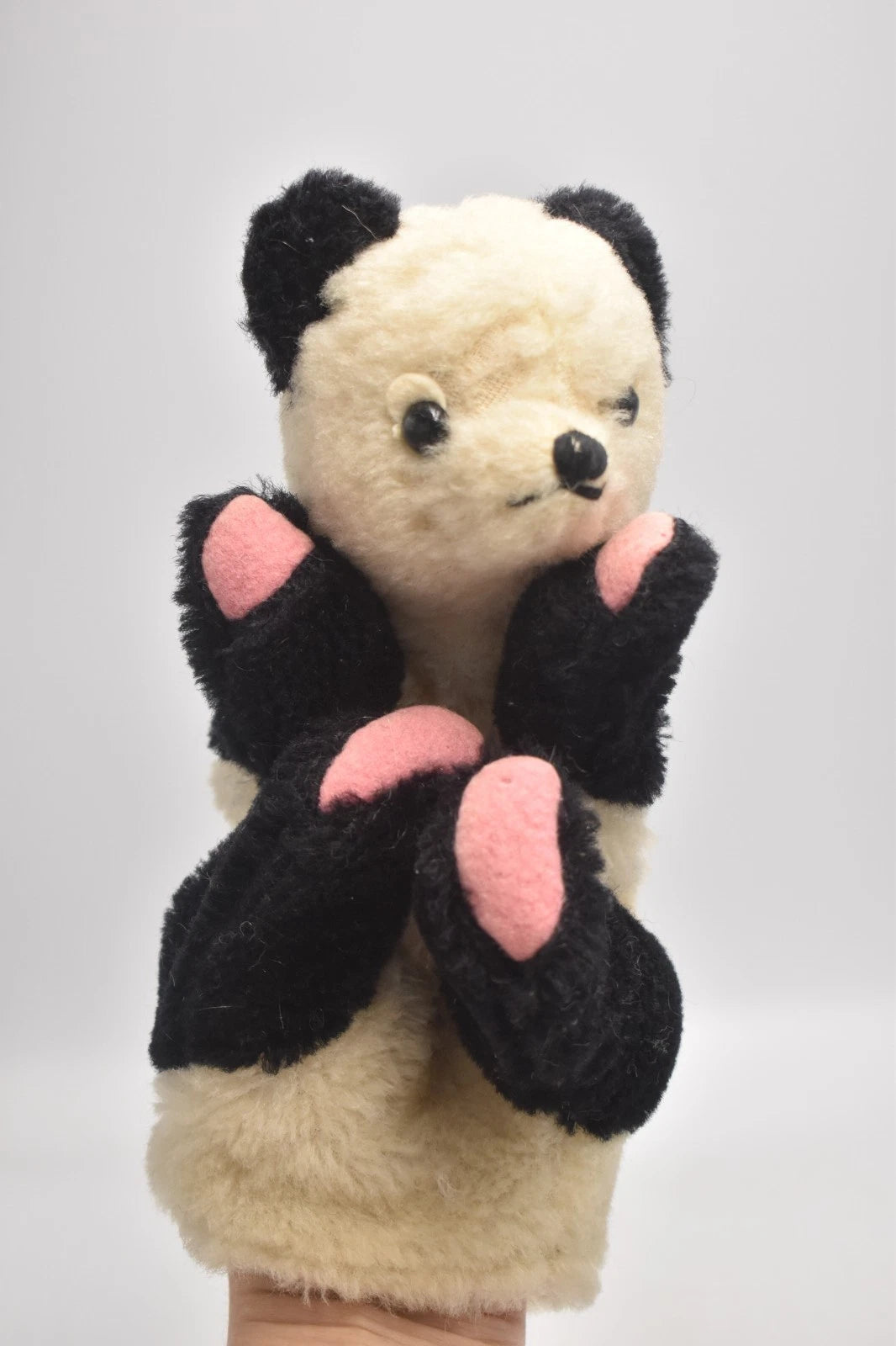 Vintage 1950s Mohair Panda Bear Hand Puppet Sooty Soo Style Collectable 24cm