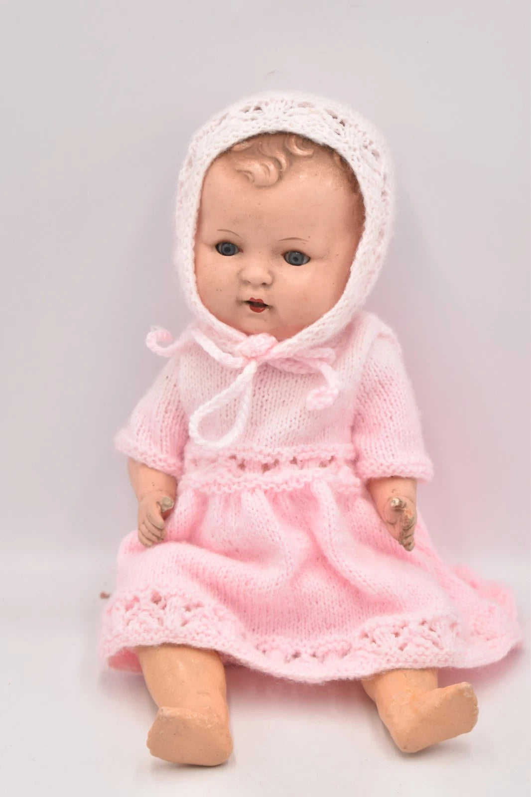 Antique Vintage German Composition Baby Doll Sleepy Blinking Eyes 32cm Hand Made