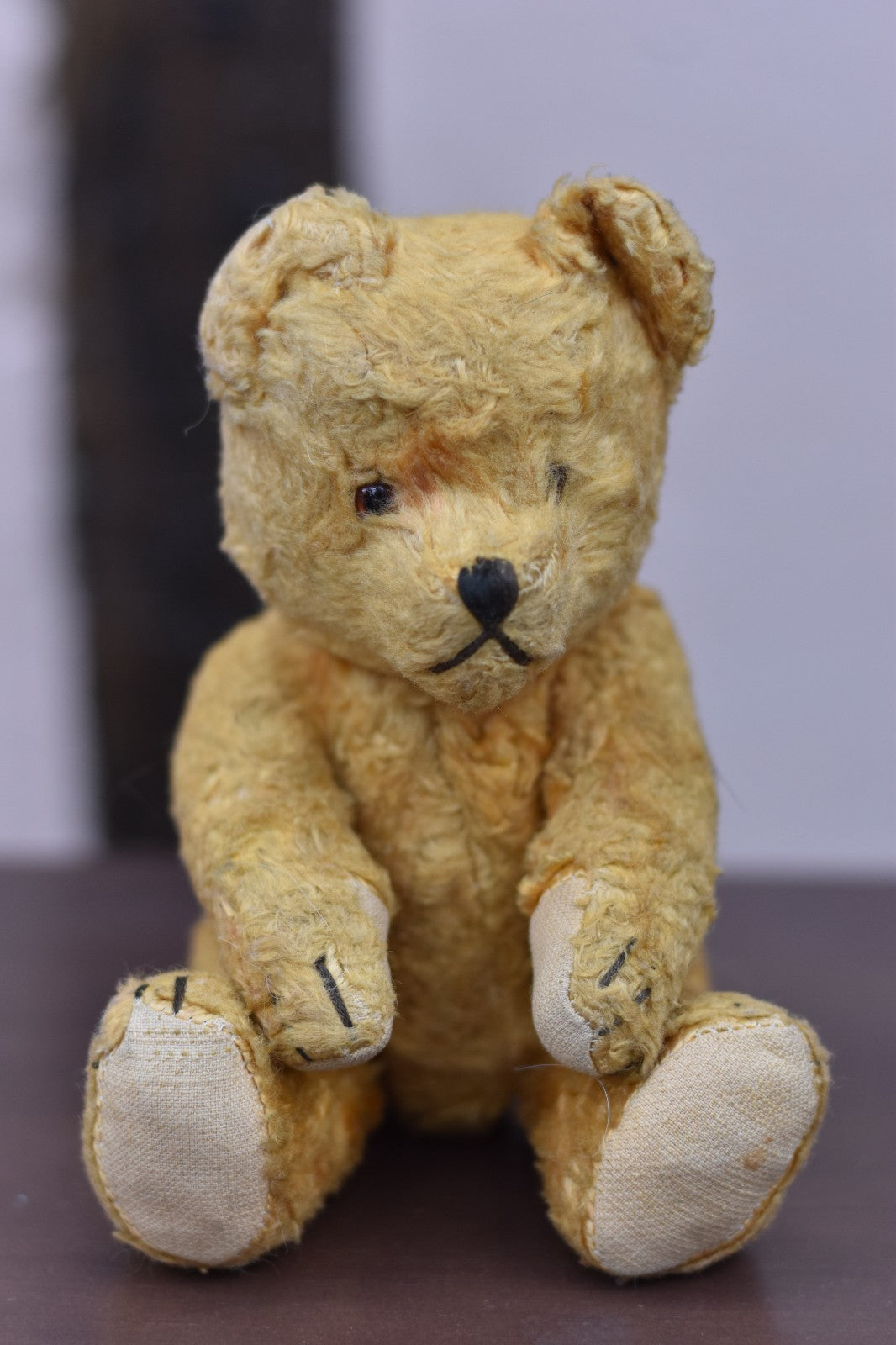 Vintage 1950s European Silk Plush Teddy Bear Fully Jointed, 22cm, Collectible