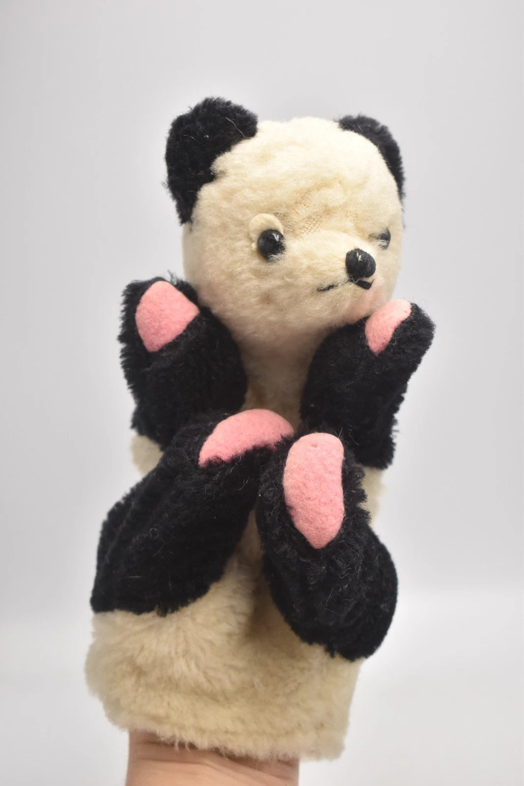 Vintage 1950s Mohair Panda Bear Hand Puppet Sooty Soo Style Collectable 24cm