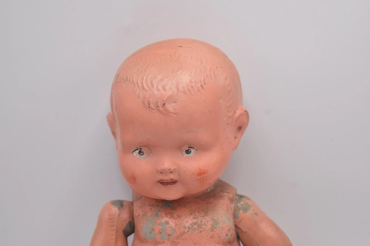 Vintage 1920s 1930s Composition Doll Marked JP Hand Painted 35cm Collectable