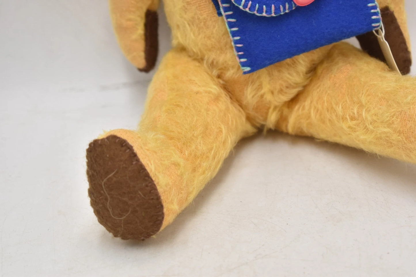 Vintage 1930s English Mohair Teddy Bear Golden 5-Way Jointed Glass Eyes 38cm