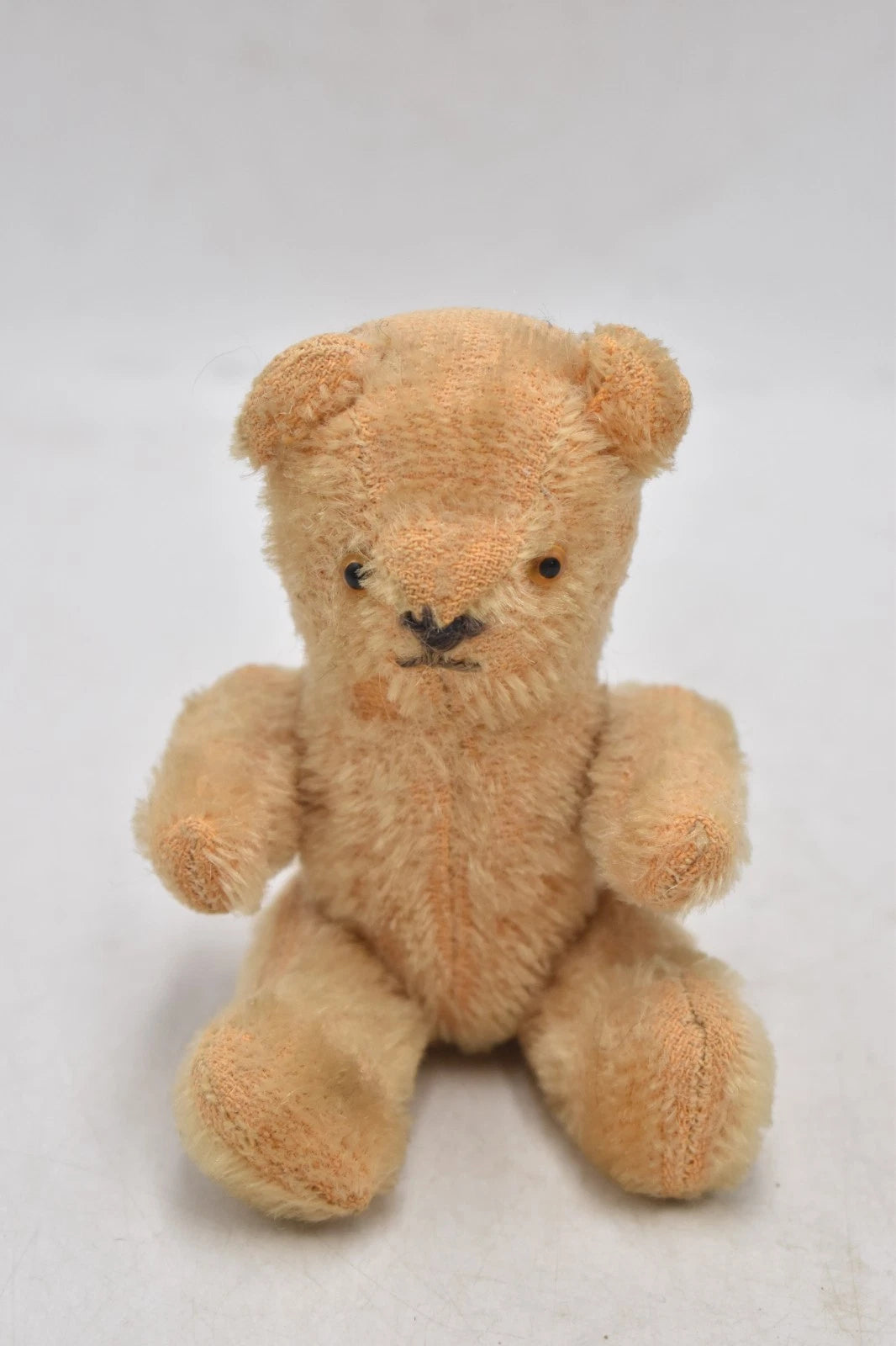 Vintage 1950s Mohair Stick Teddy Bear Jointed Arms & Legs Glass Eyes 14cm