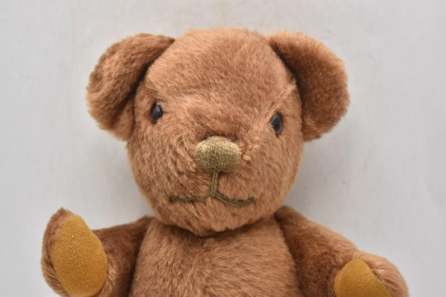 Vintage 1980s Brown Plush Teddy Bear 5-Way Jointed 24cm Sitting 31cm Standing