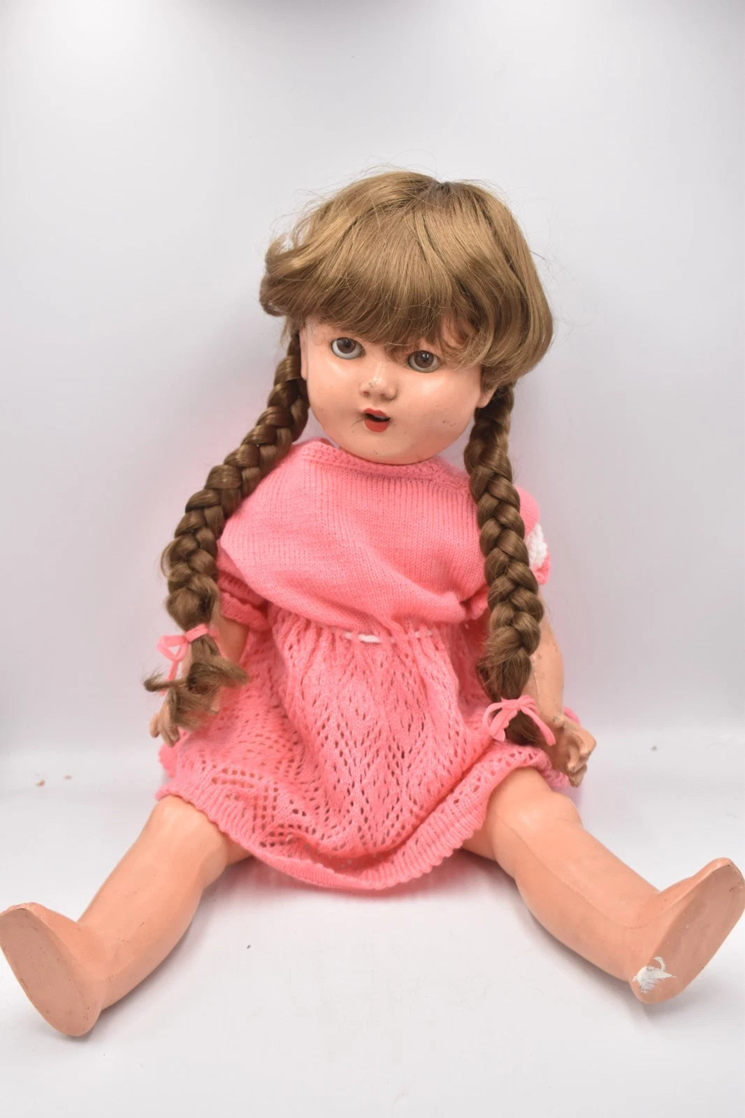 Vintage 1940s 1950s Frank Popper Composition Toddler Girl Doll Sleepy Eyes 58cm