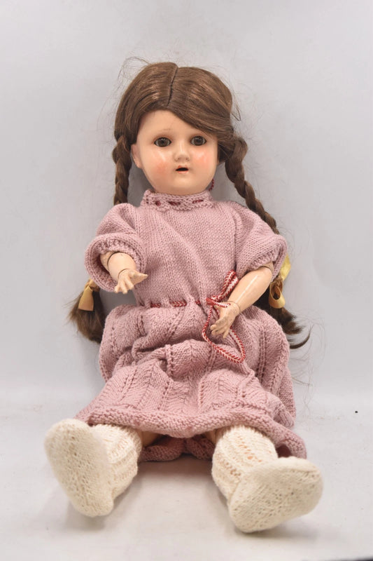 Antique Schoenau & Hoffmeister 1909 Bisque Doll 58cm Sleepy Blinking Eyes