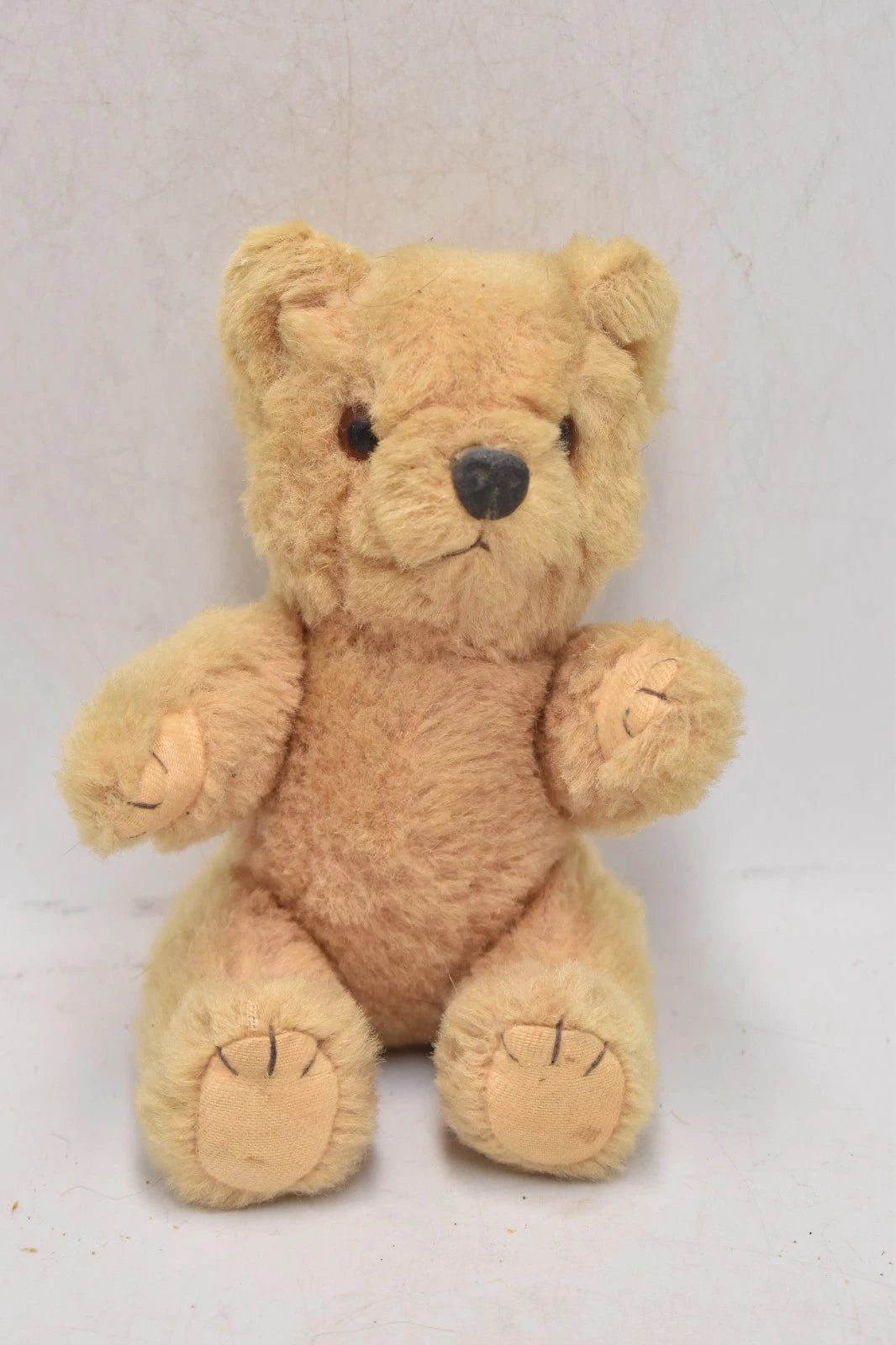 Vintage 1960s Shanghai Doll Factory Cream Wool Plush Teddy Bear Moulded Nose