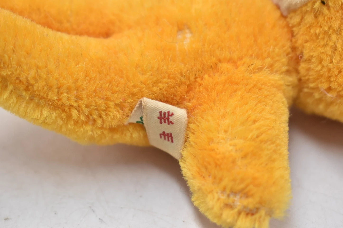 Vintage 1960s Shanghai Doll Factory Wool Plush Teddy Bear 14cm Yellow Tongue