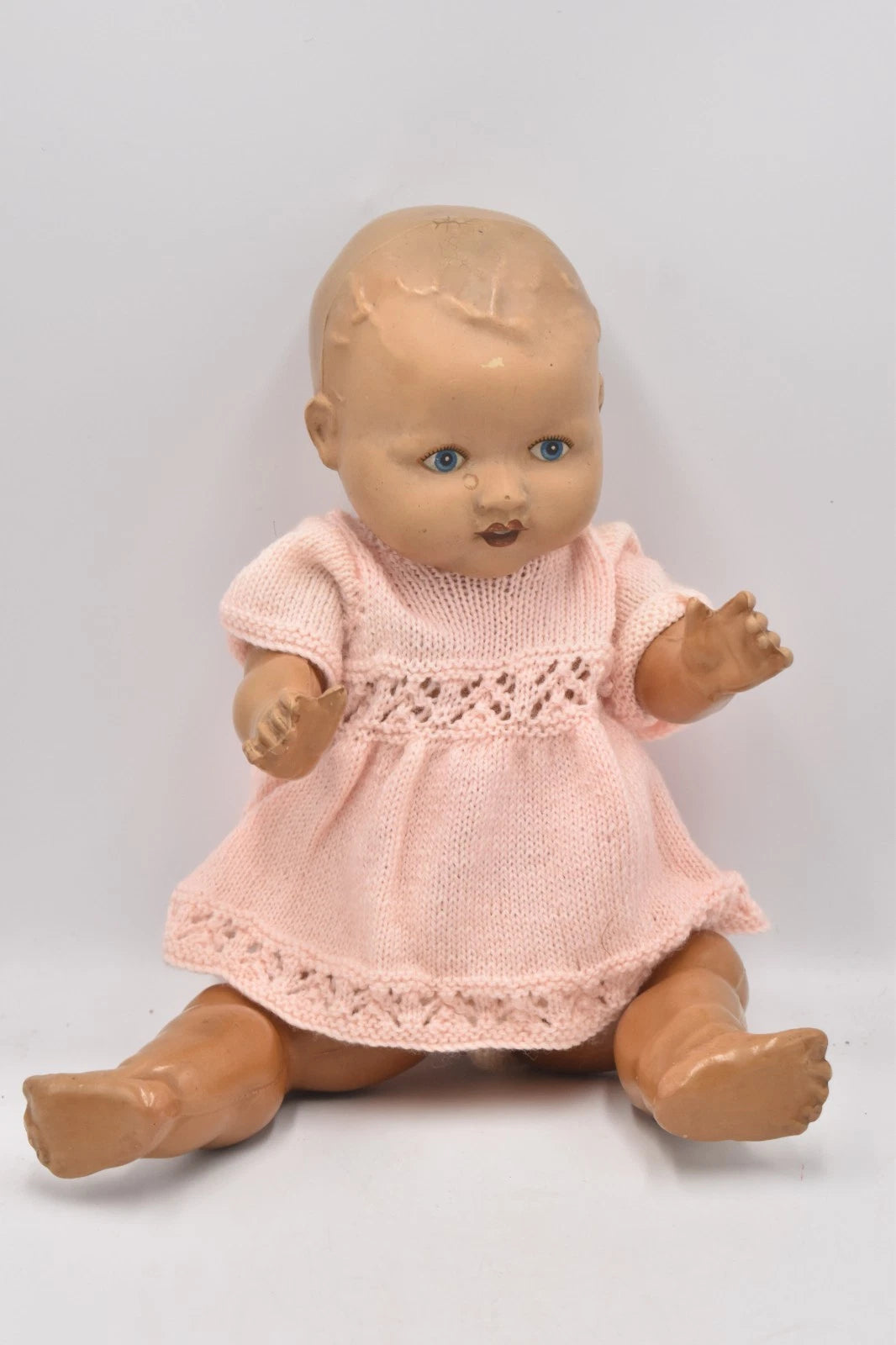 Antique 1930s Composition Doll Hand Painted 36cm Vintage Collectable Doll