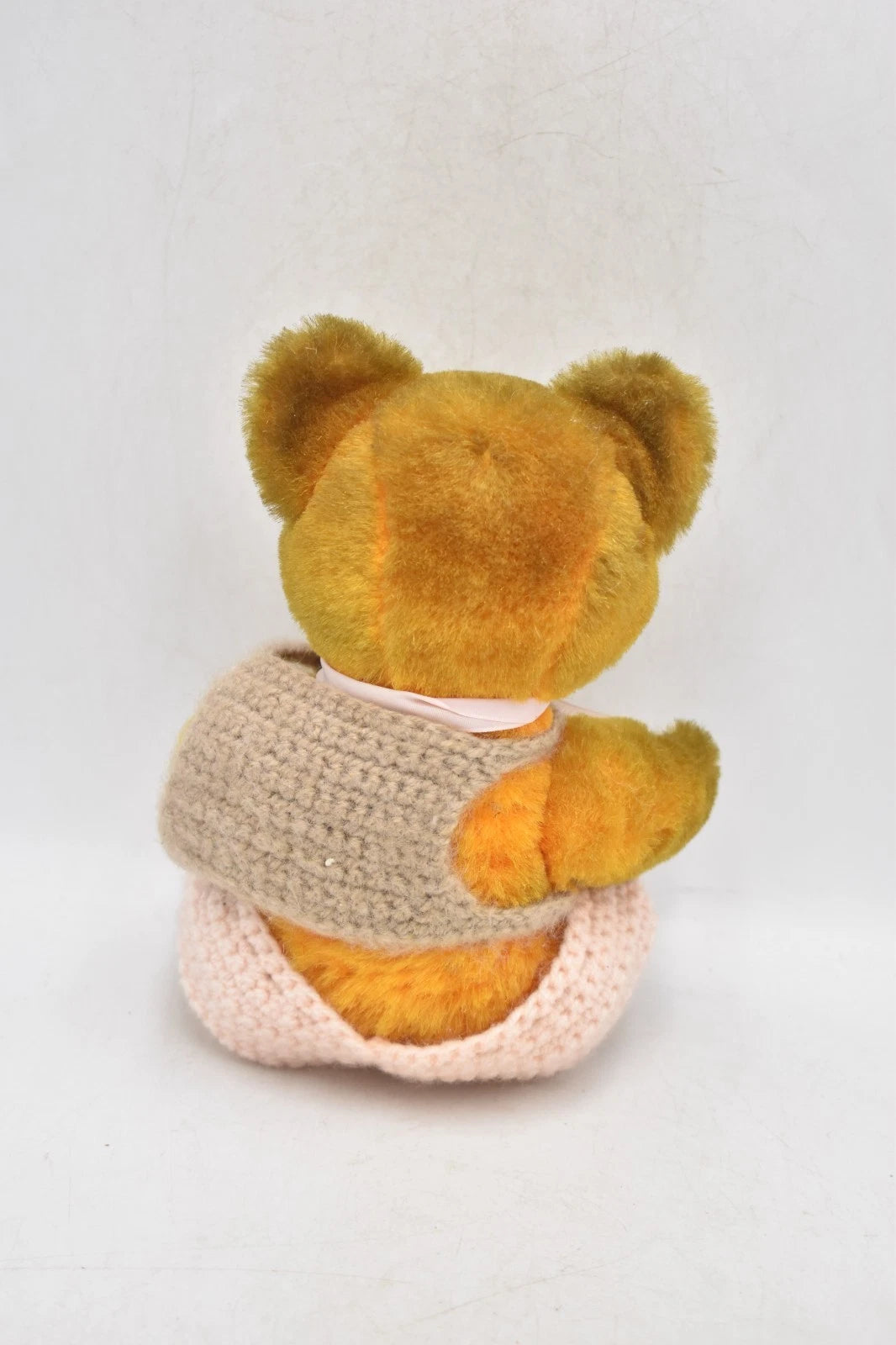 Vintage 1960s Shanghai Doll Factory Wool Plush Yellow Teddy Bear Collectable