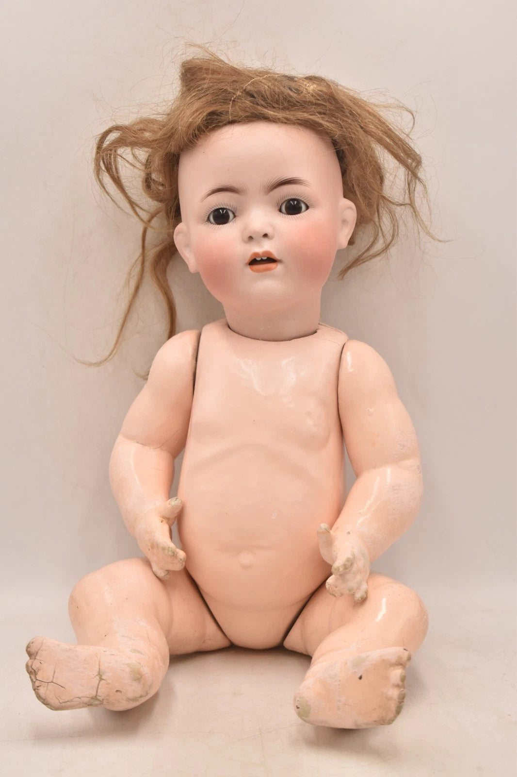 Antique German Bisque Head Baby Doll Franz Schmidt 1295 Sleepy Eyes 42cm