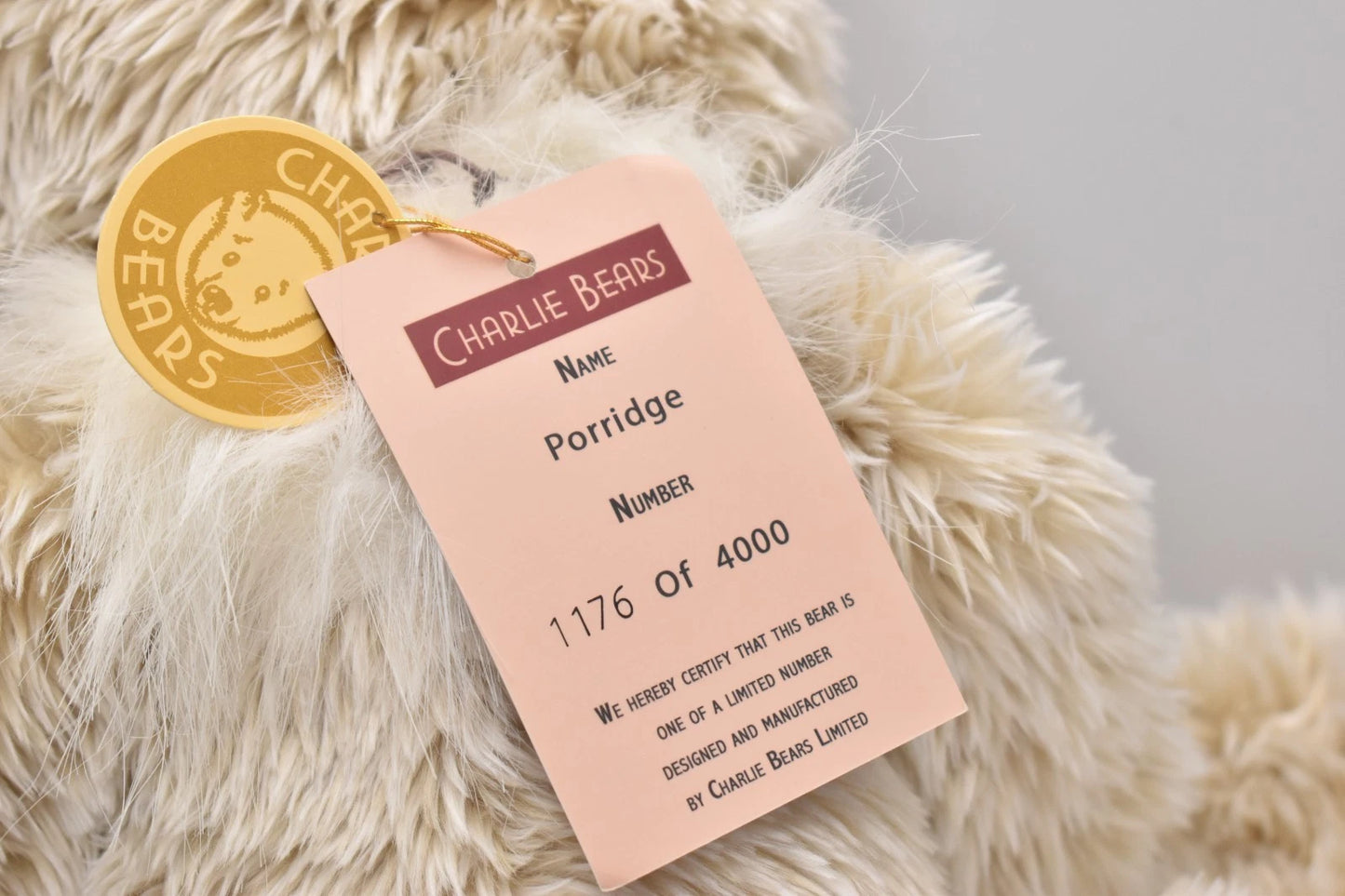 Charlie Bears Porridge Teddy Bear Retired Limited Edition Tagged Isabelle Lee
