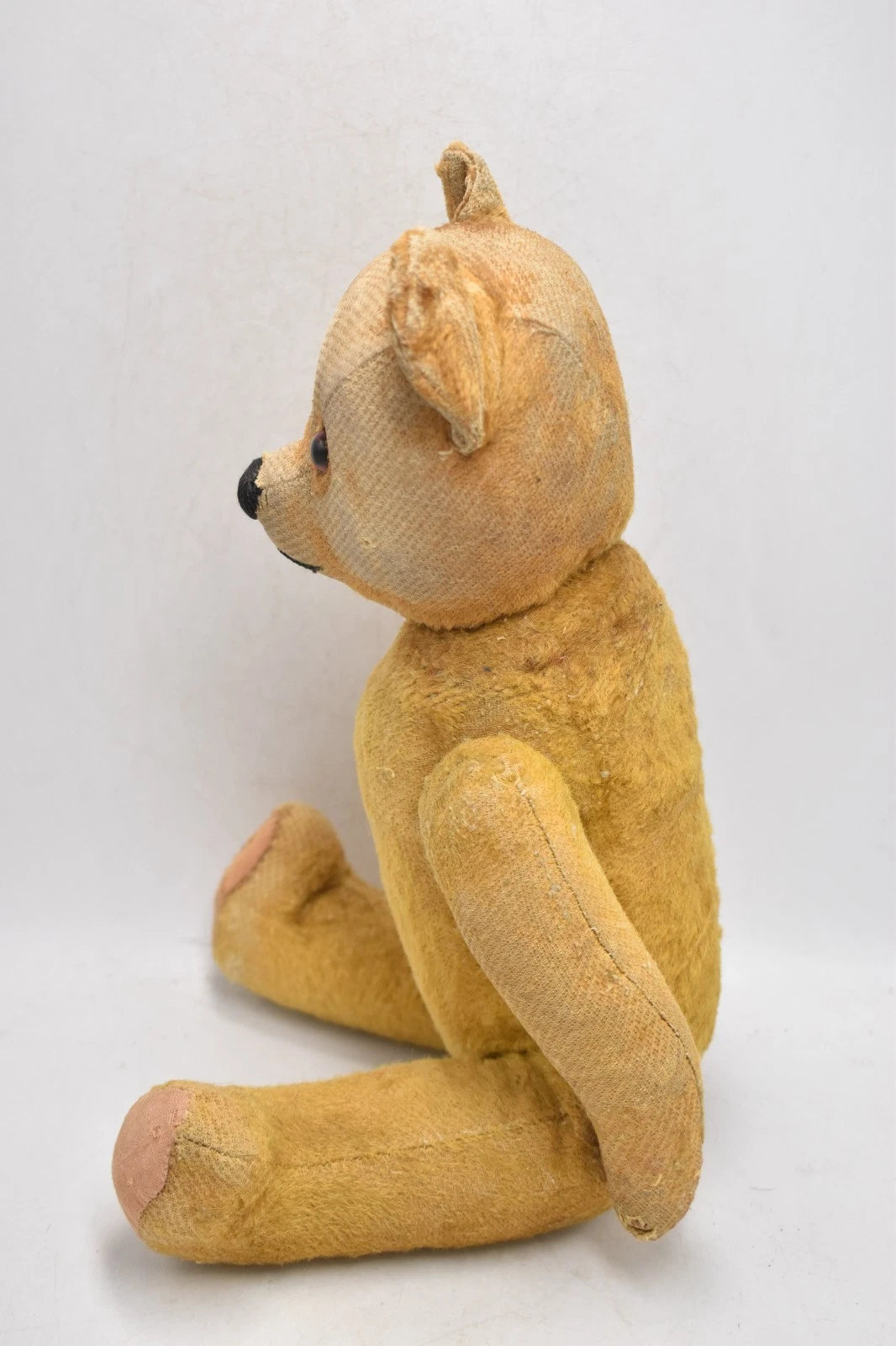Vintage 1920s Golden Mohair Teddy Bear Glass Eyes Wood Wool Stuffed 38cm Antique