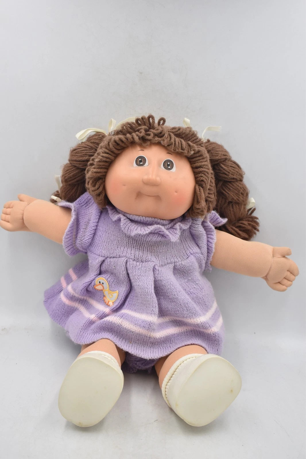 Vintage 1978–1982 Cabbage Patch Doll 40cm Brown Hair Brown Eyes Original Outfit