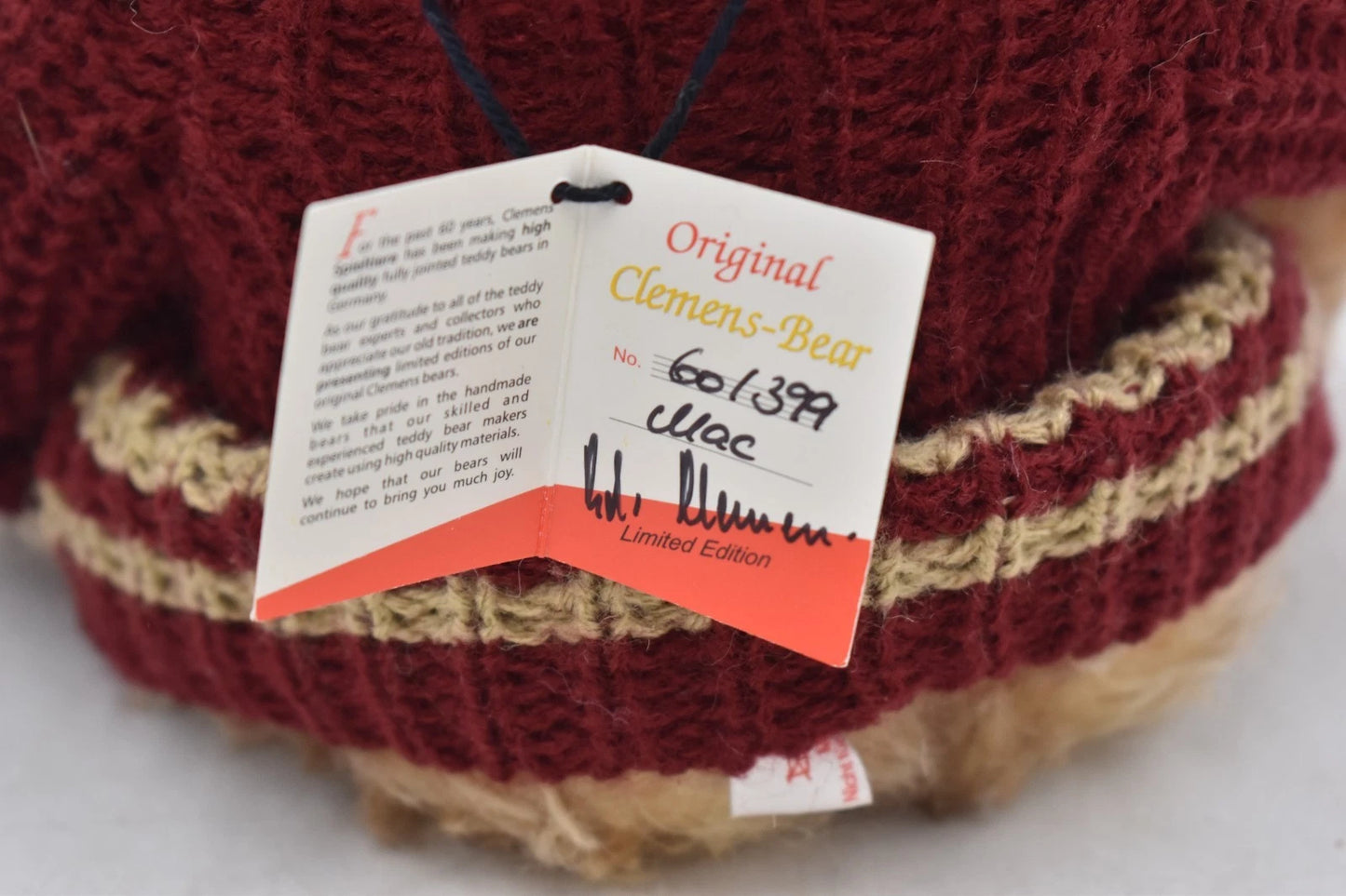 Clemens Mac Teddy Bear Limited Edition Mohair Jointed 34cm 60 of 399 Tagged