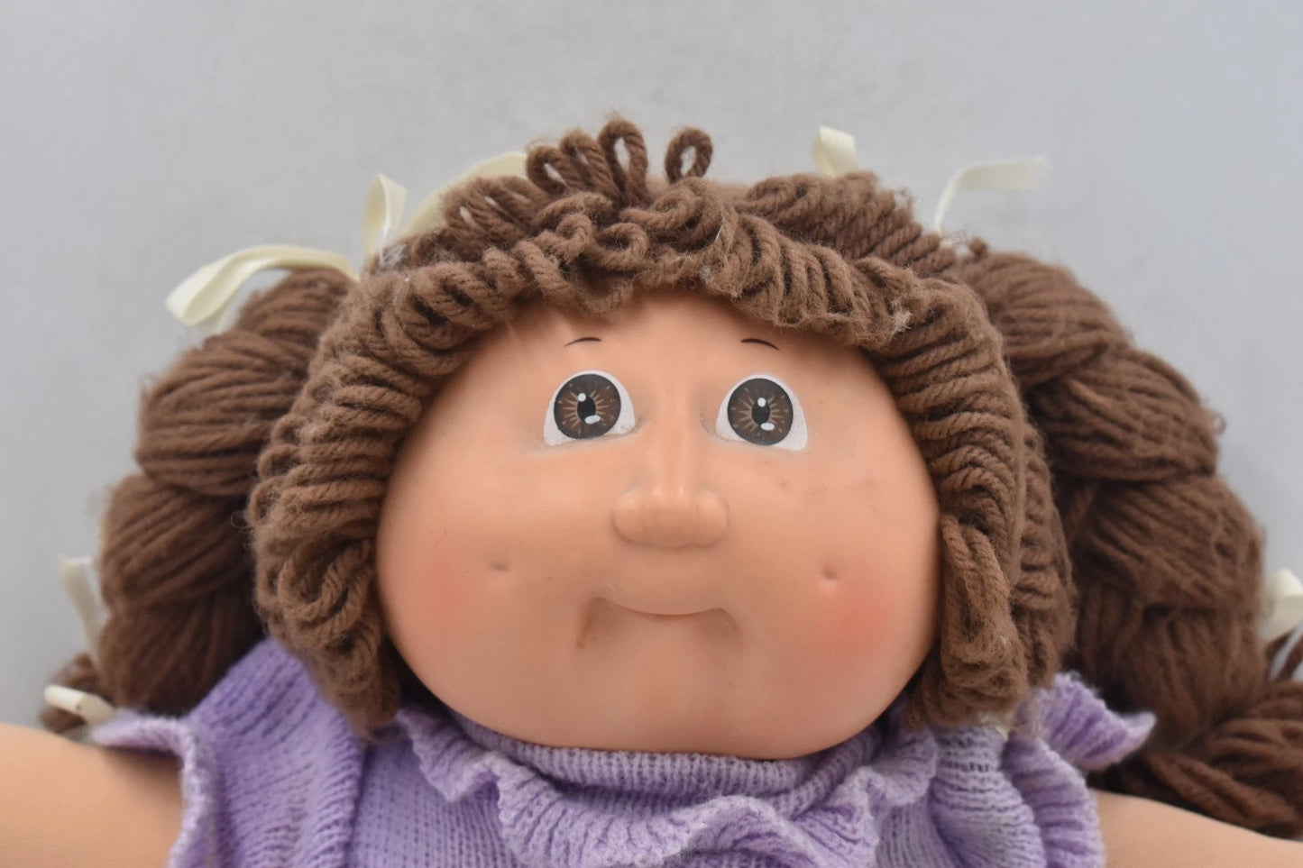 Vintage 1978–1982 Cabbage Patch Doll 40cm Brown Hair Brown Eyes Original Outfit